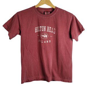 Comfort Colors Kids Hilton Head TShirt Red Large Short Sleeve Souvenier Vacation